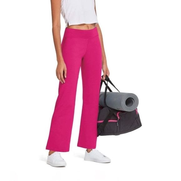 Women's Bootcut Yoga Pants High Waisted Cotton Bootleg Work Pants - Picture 1 of 5